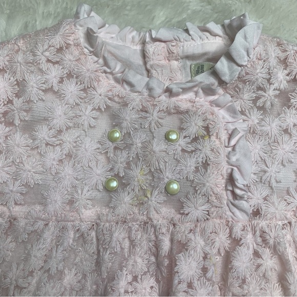 Pili Carrera Baby Girl Pink Lace Short Sleeve Dress 18 Months Mande in Spain - Picture 3 of 13